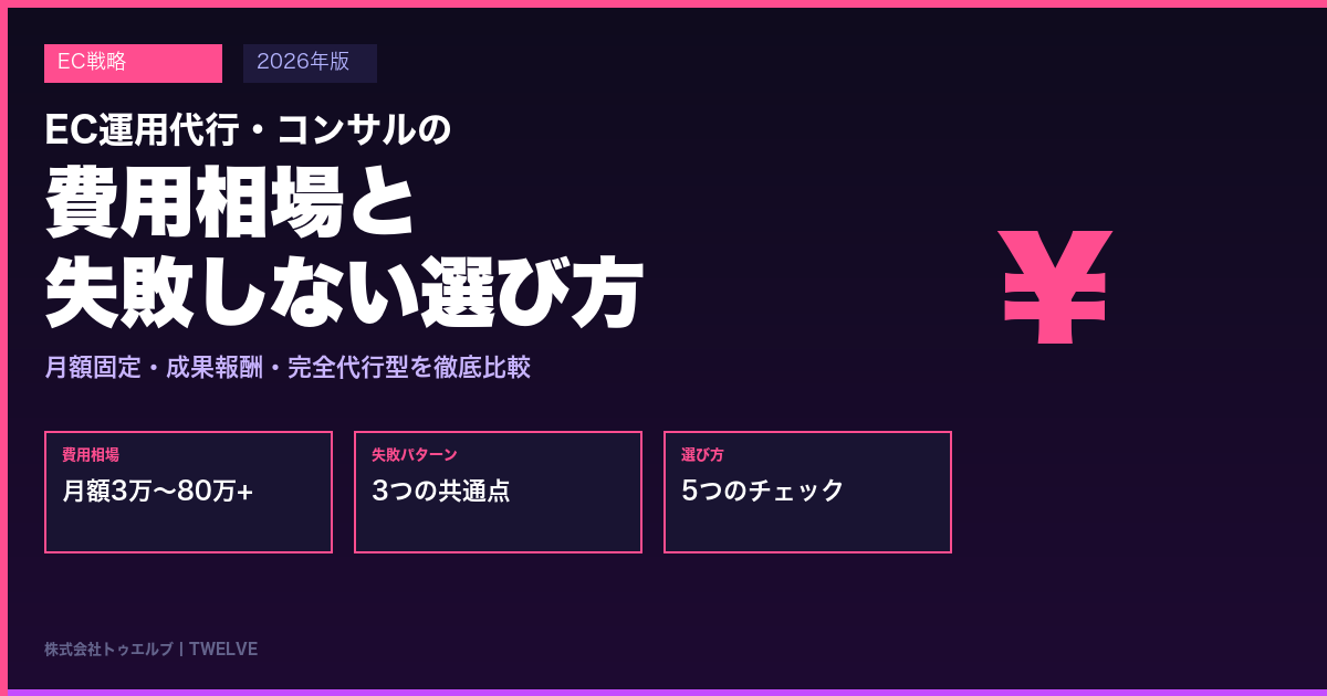 EC運用代行・コンサルの費用相場と失敗しない選び方【2026年版】